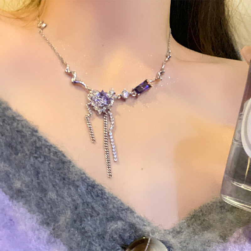 Crystal Tassel Clavicle Chain Niche Sweet Cool Design Zircon Necklaces