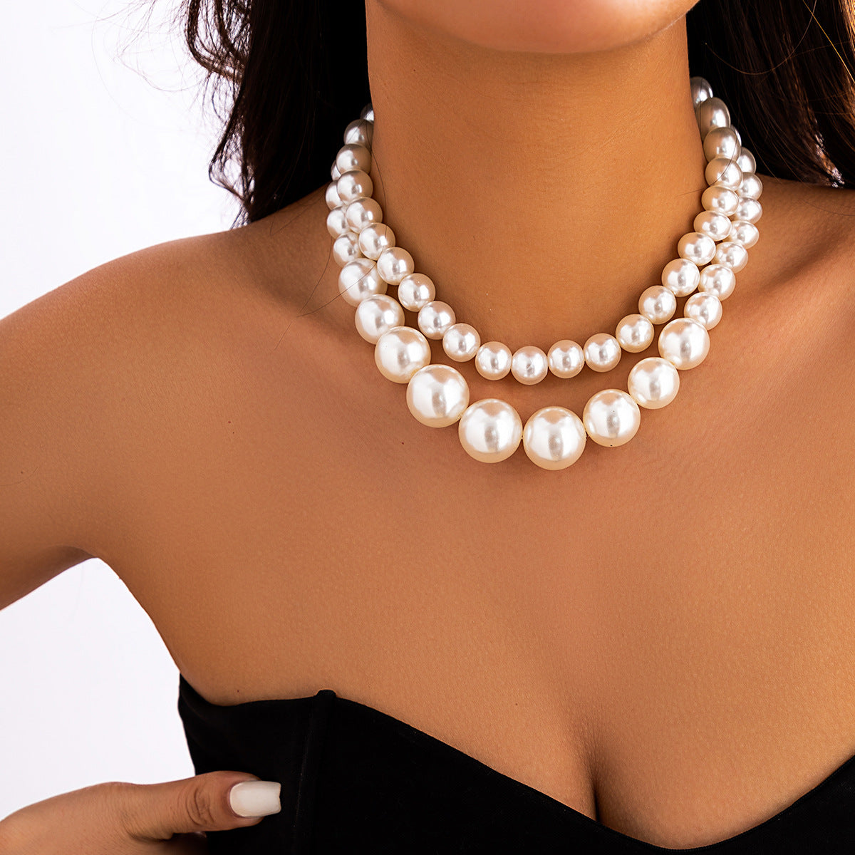 Women's Exaggerated Big Pearl Grace Clavicle Chain Necklaces