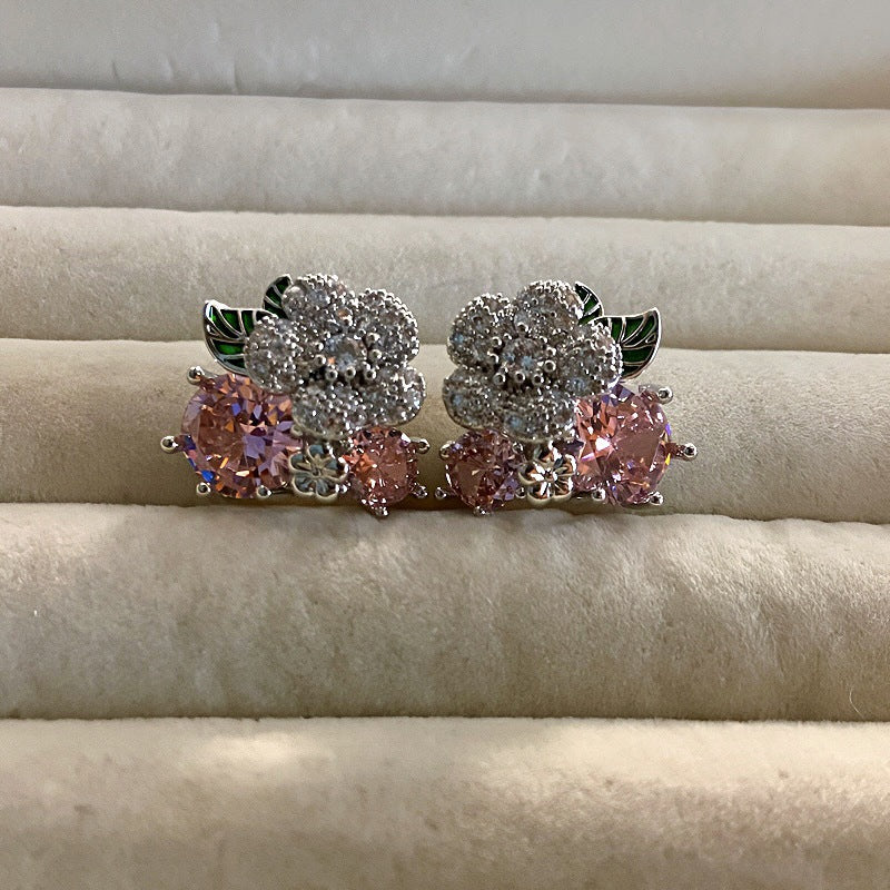 Needle Color Zircon Korean Style Fresh Earrings