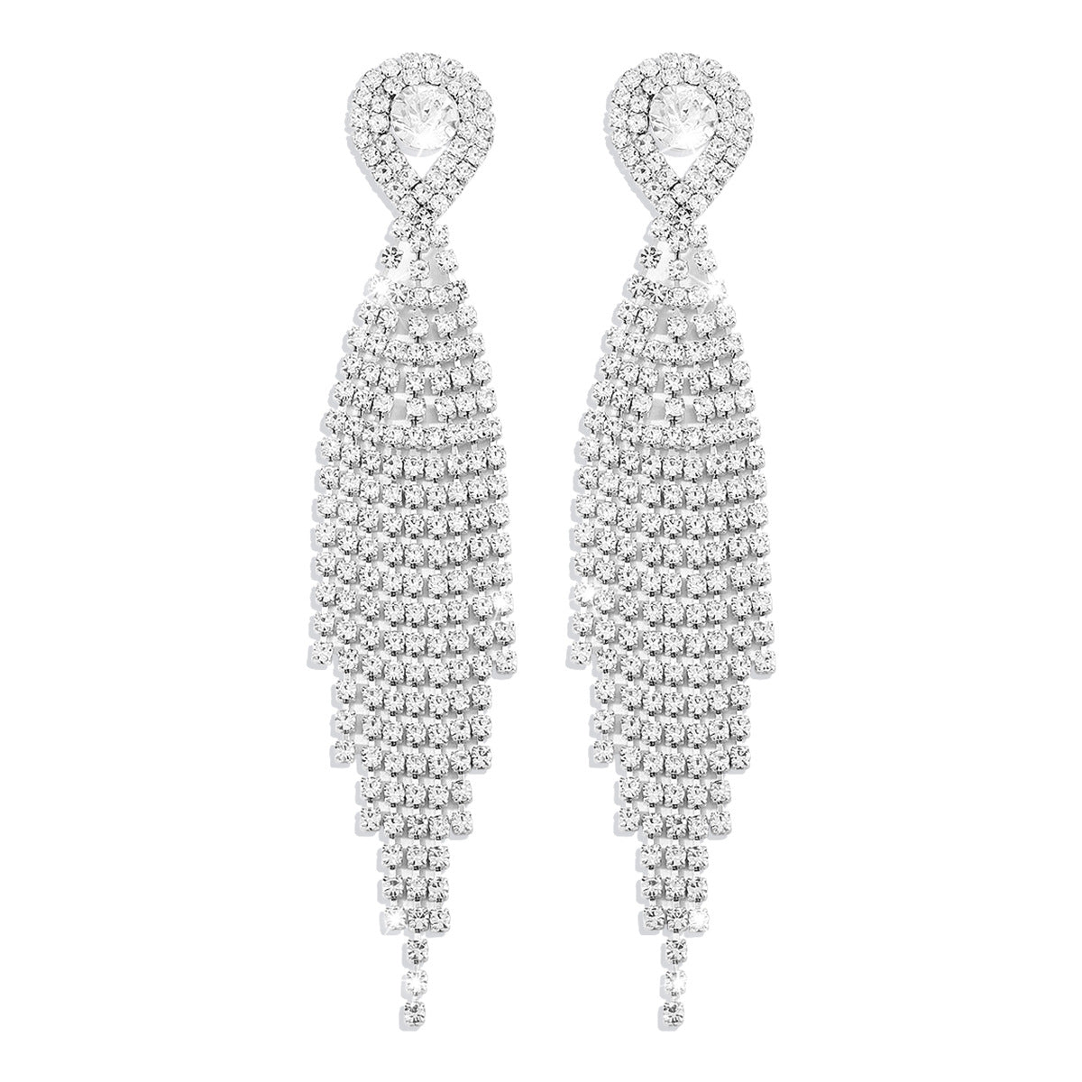 Boucles d'oreilles en diamant en forme de goutte de strass à pampilles dignes de haute qualité