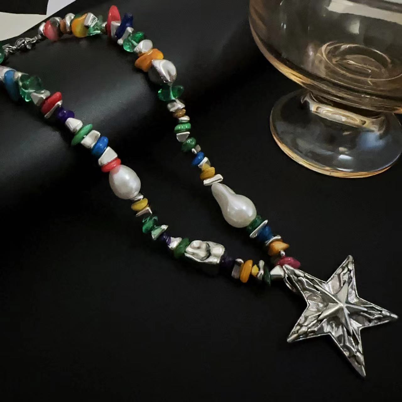 Colorful Gravel Pendant Clavicle Chain Female Niche Necklaces