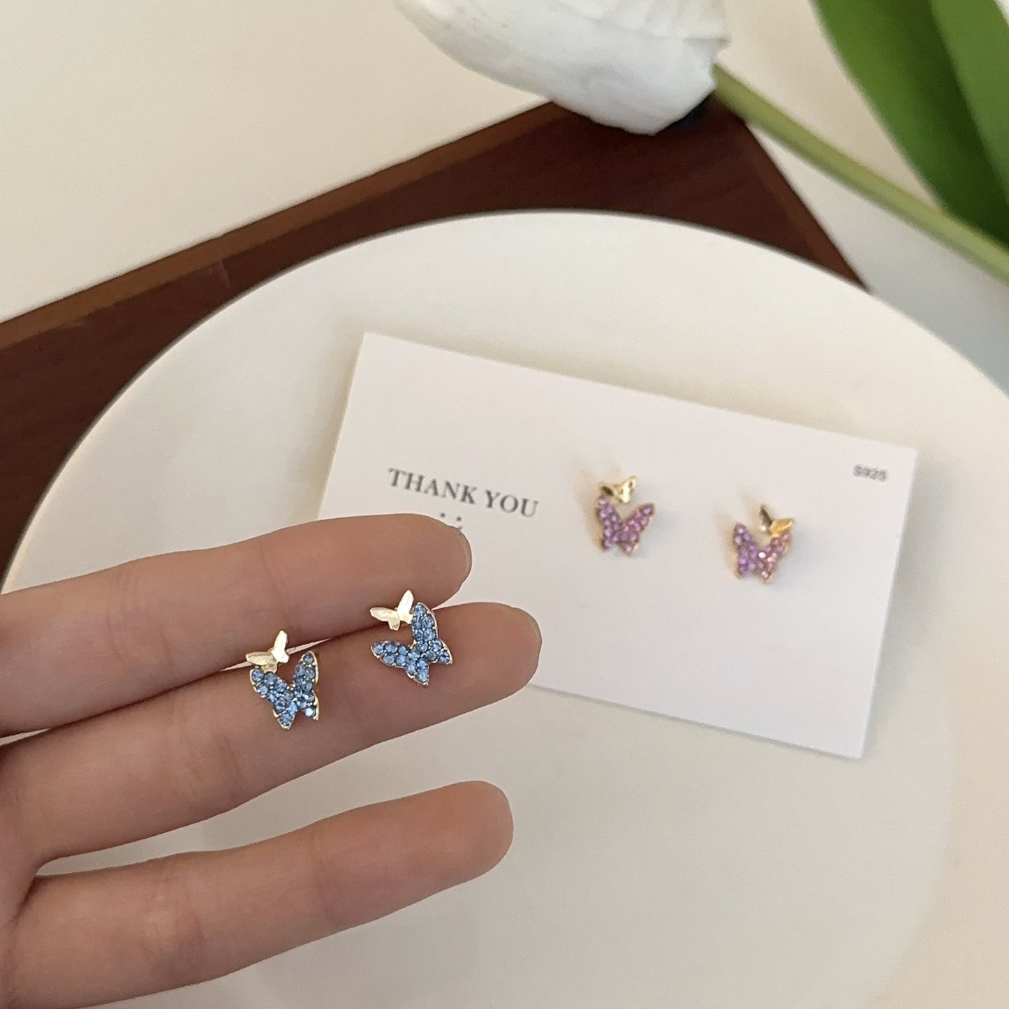 Full Diamond Small And Personalized Butterfly Earrings