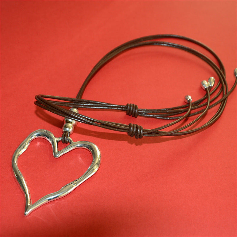 Women's Total Love Pendant Retro Leather Rope Bohemian Necklaces
