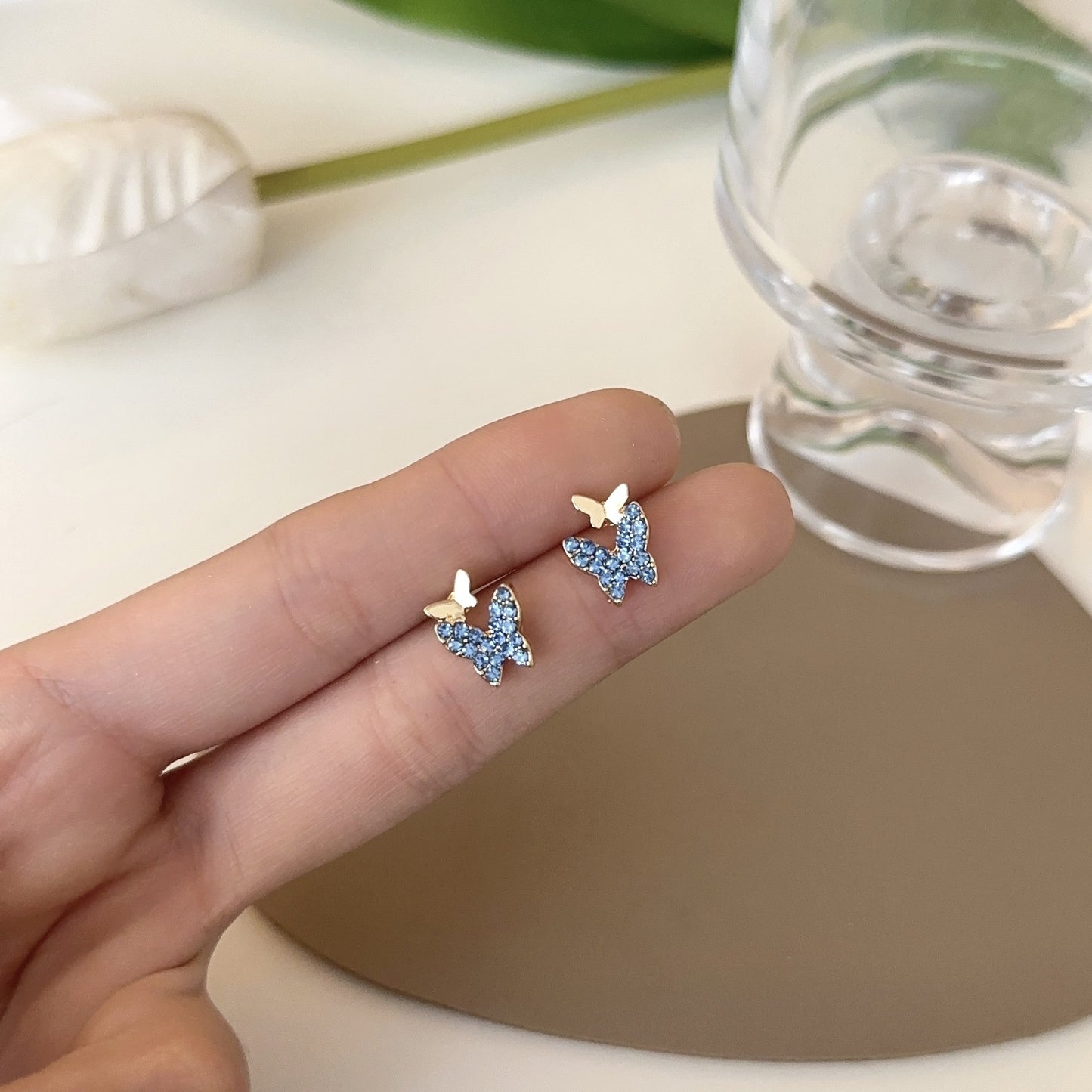 Full Diamond Small And Personalized Butterfly Earrings