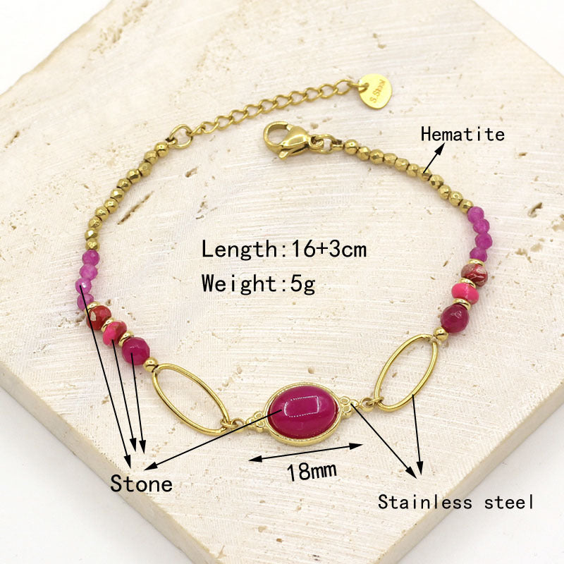 Women's Popular Freshwater Pearl Natural Stone Stainless Steel Electroplated Real Gold Bracelets