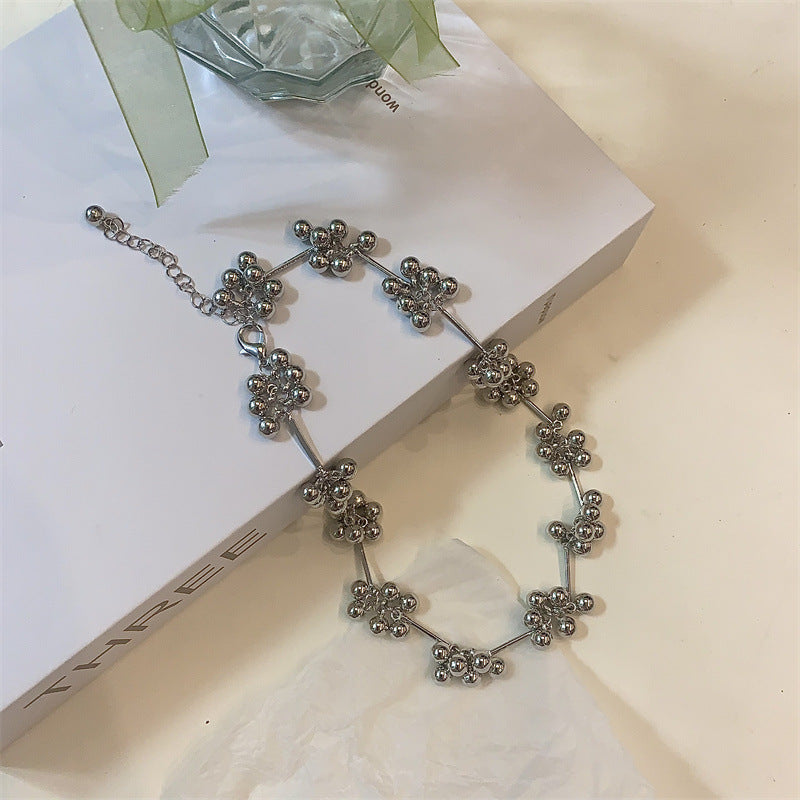 Flower Cluster Design Grape Beaded Stitching Necklaces