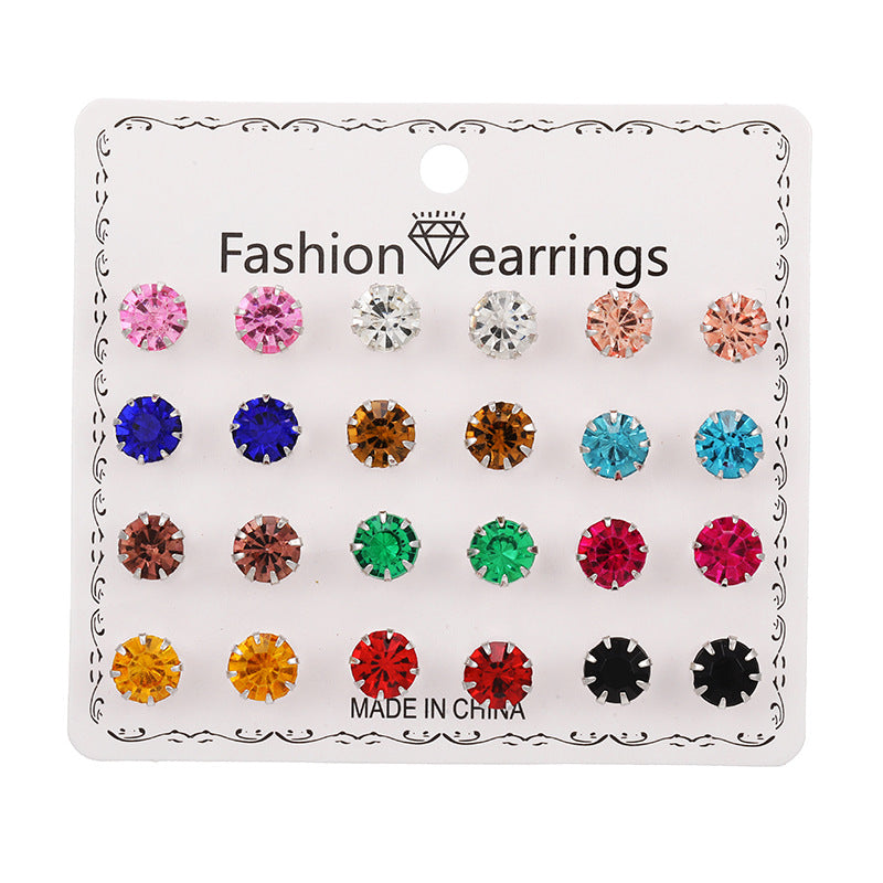 Paper Card Zircon Pearl Flower Bow Earrings