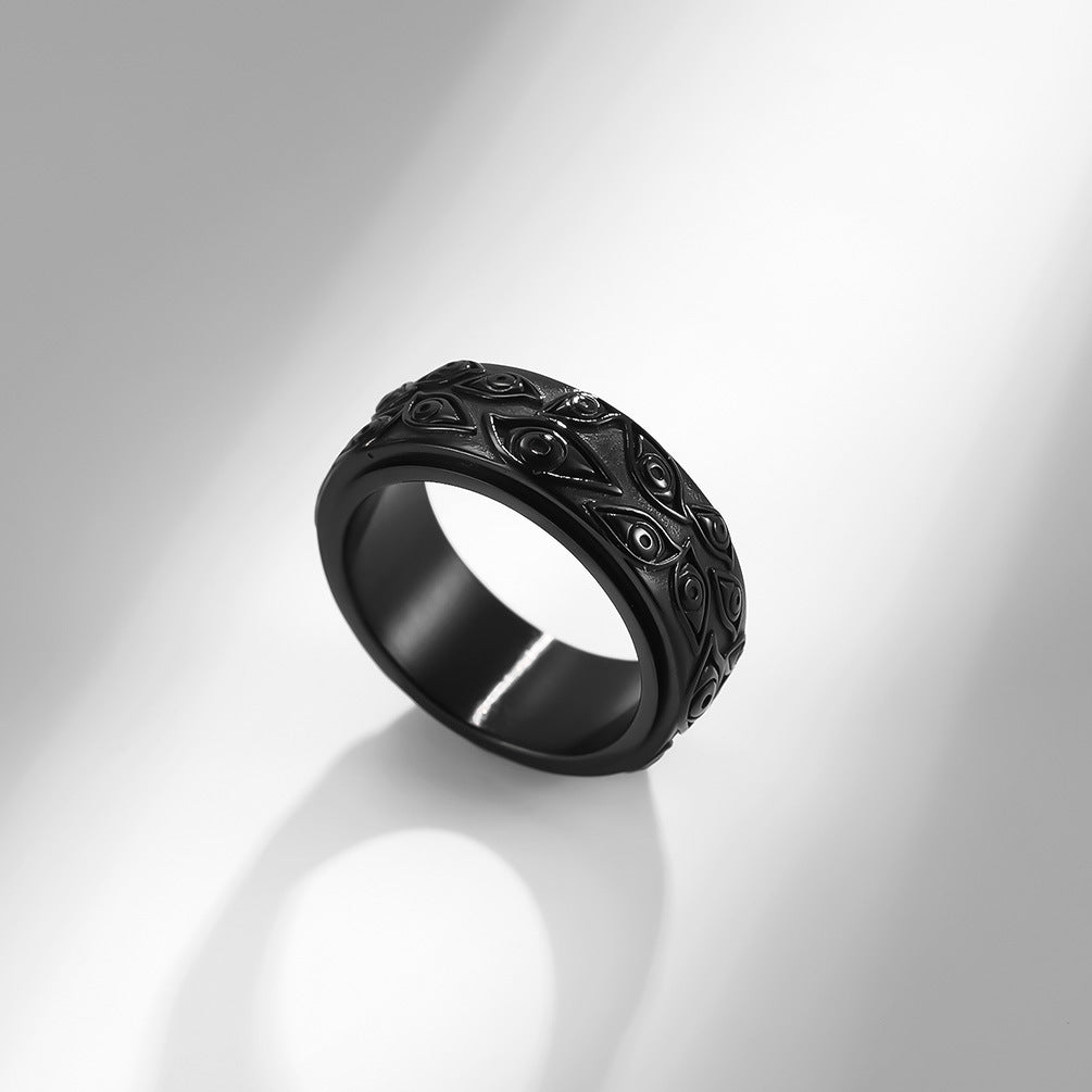 Men's Eye Titanium Steel Rotatable Retro Style Decompression Rings