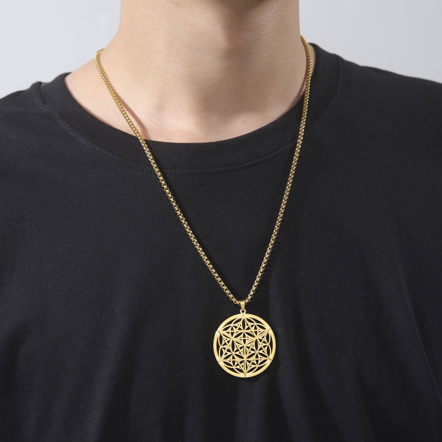 Colliers en matériau à pendentif creux, plaqué or véritable, coupe