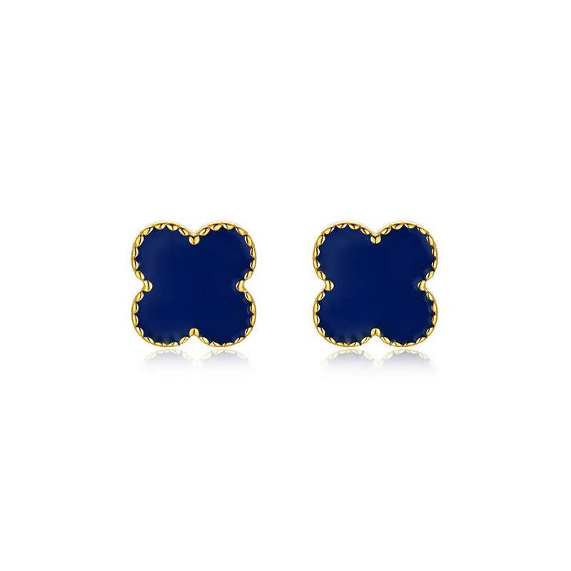 Four Leaf Clover Ear Elegant Sapphire Earrings