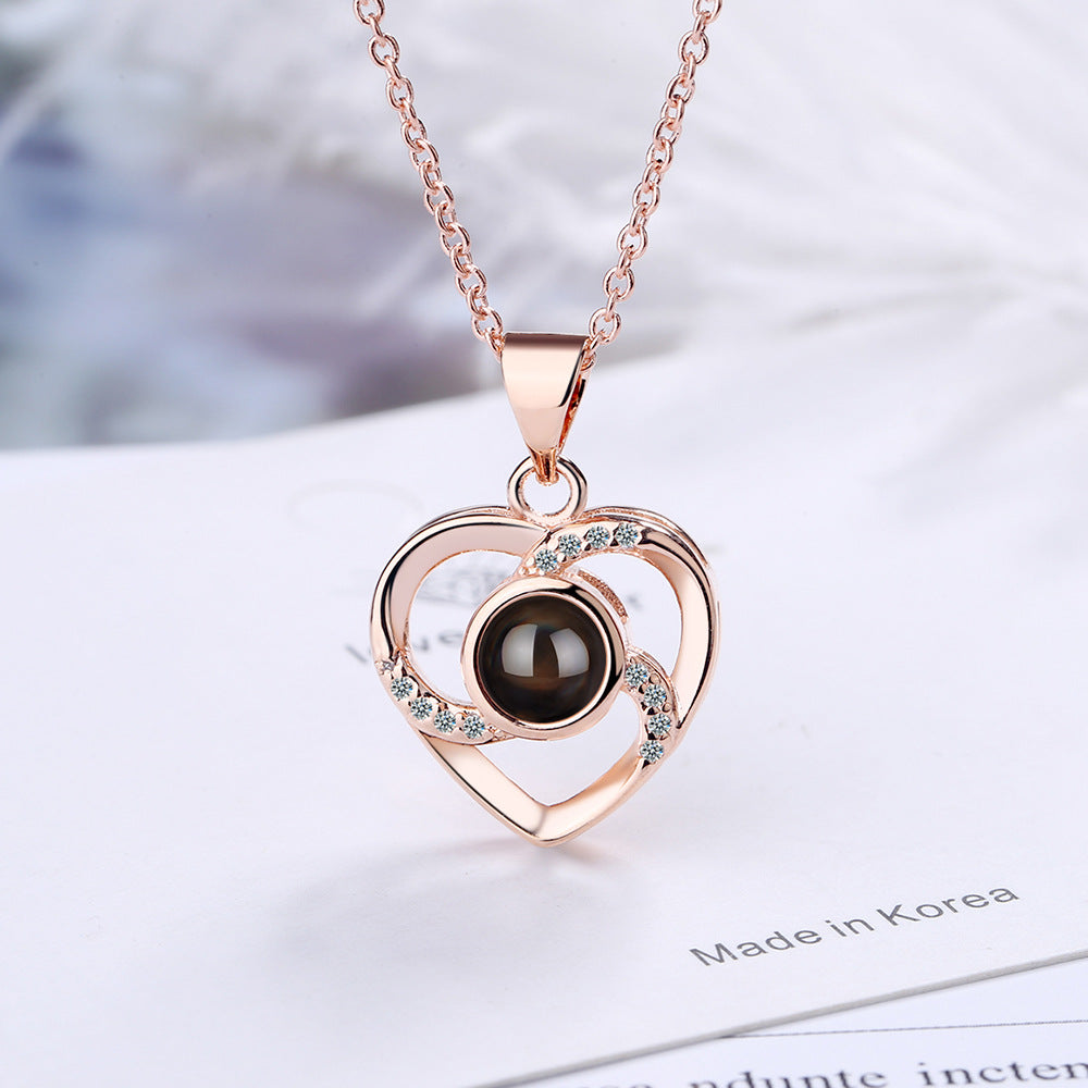 Projection Love Heart Female Languages You Necklaces