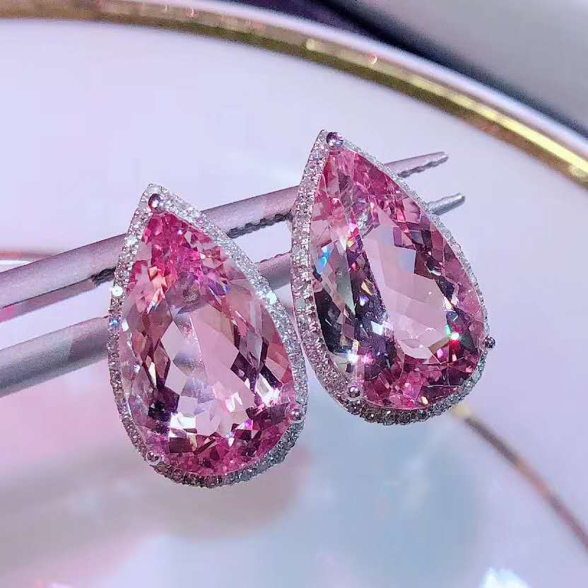 Drop-shaped Simulation Pink Tourmaline Colored Gems Rings