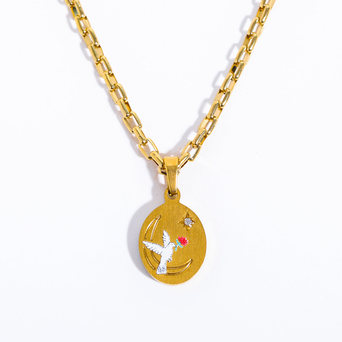 Colliers à pendentif en acier inoxydable de luxe léger peint
