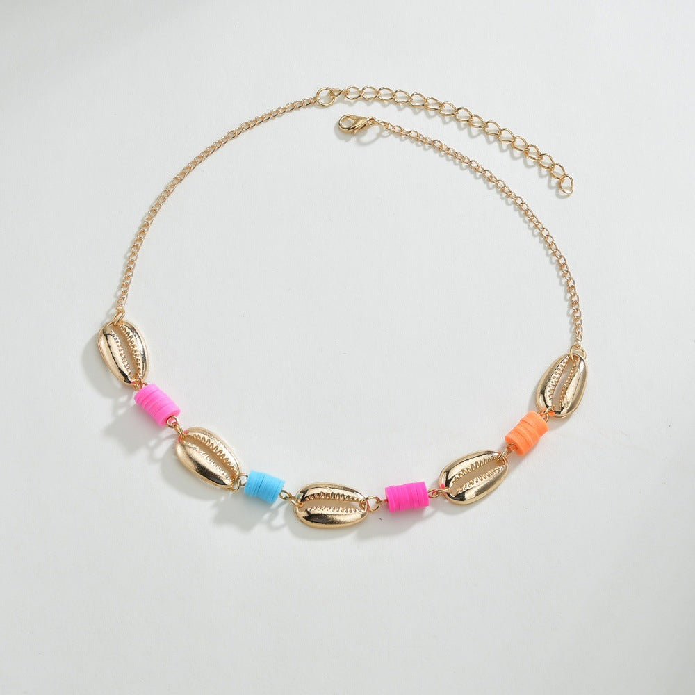 Women's Bohemian Alloy Shell Fashion Polymer Clay Clavicle Necklaces
