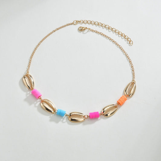 Women's Bohemian Alloy Shell Fashion Polymer Clay Clavicle Necklaces