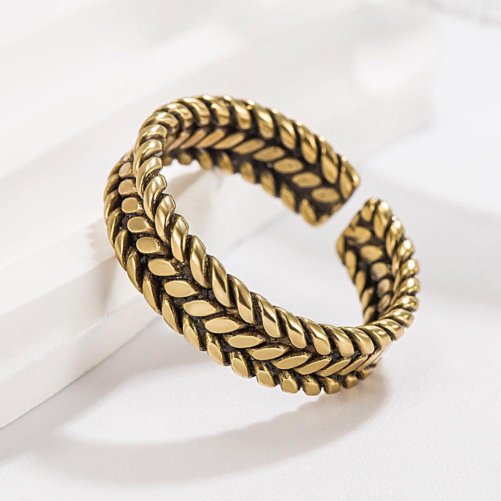 Bronzefarbene, einfache, modische, modische Retro-Twist-Ringe