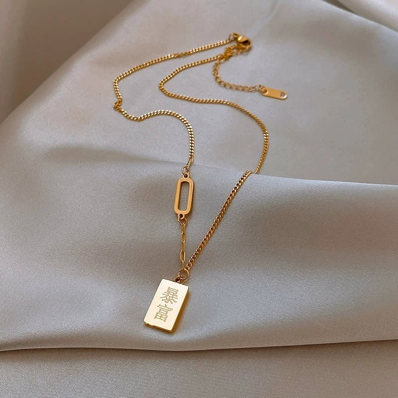 Colliers à pendentif géométrique brillant avec petite niche en barre d'or