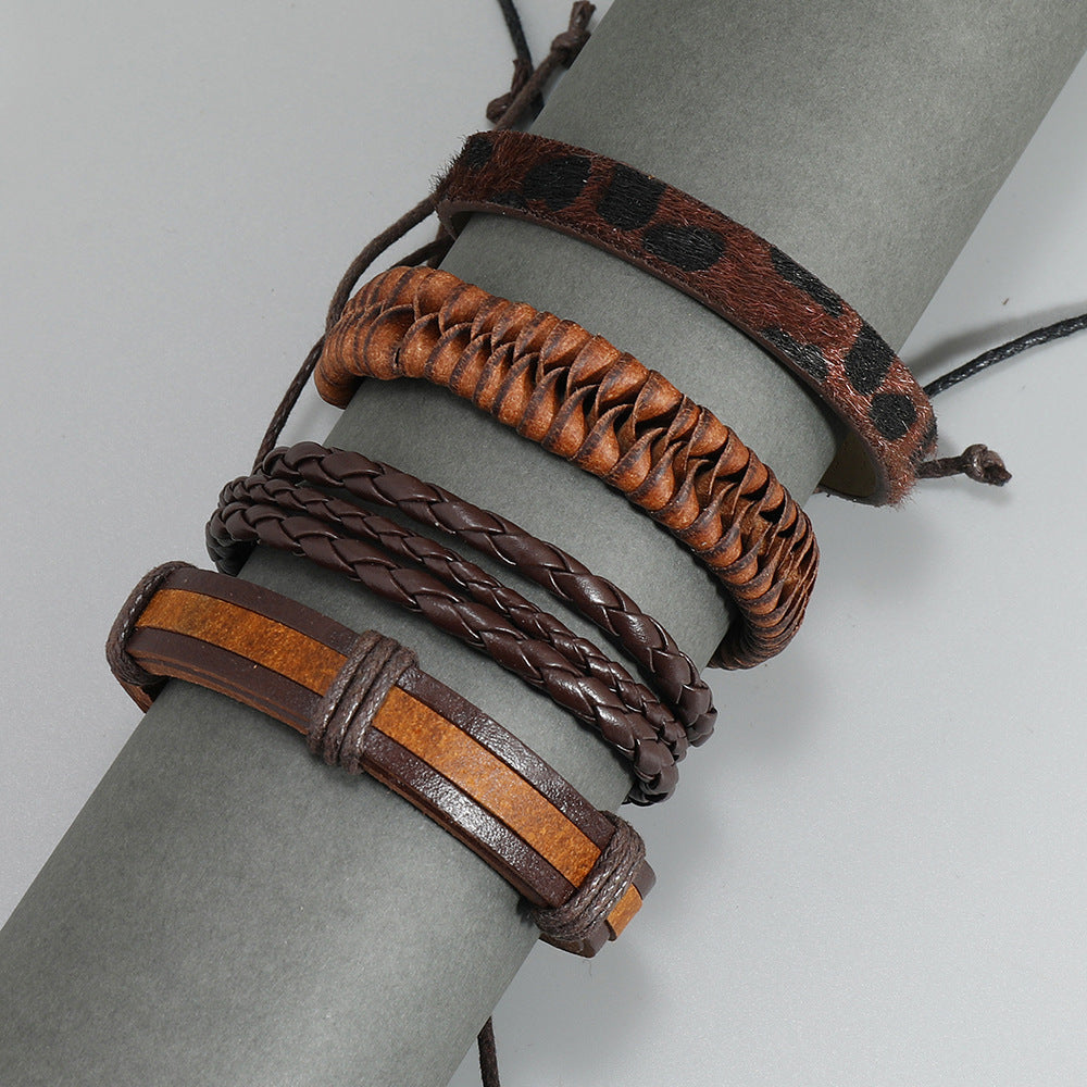 Damen & Herren & Ornament Einfache handgefertigte Vintage-Armbänder aus Rindsleder