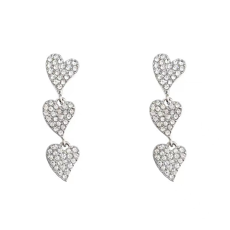 Women's Tassel Fully Jeweled Loving Heart Light Earrings