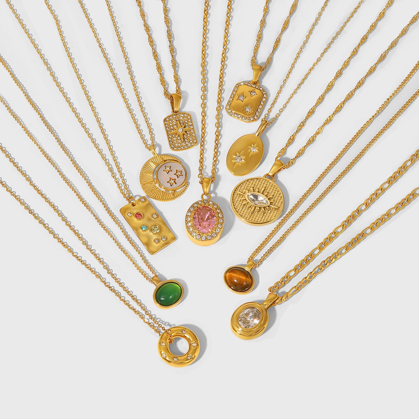 Women's Steel Vintage Natural Stone Pendant Neck Accessories Necklaces