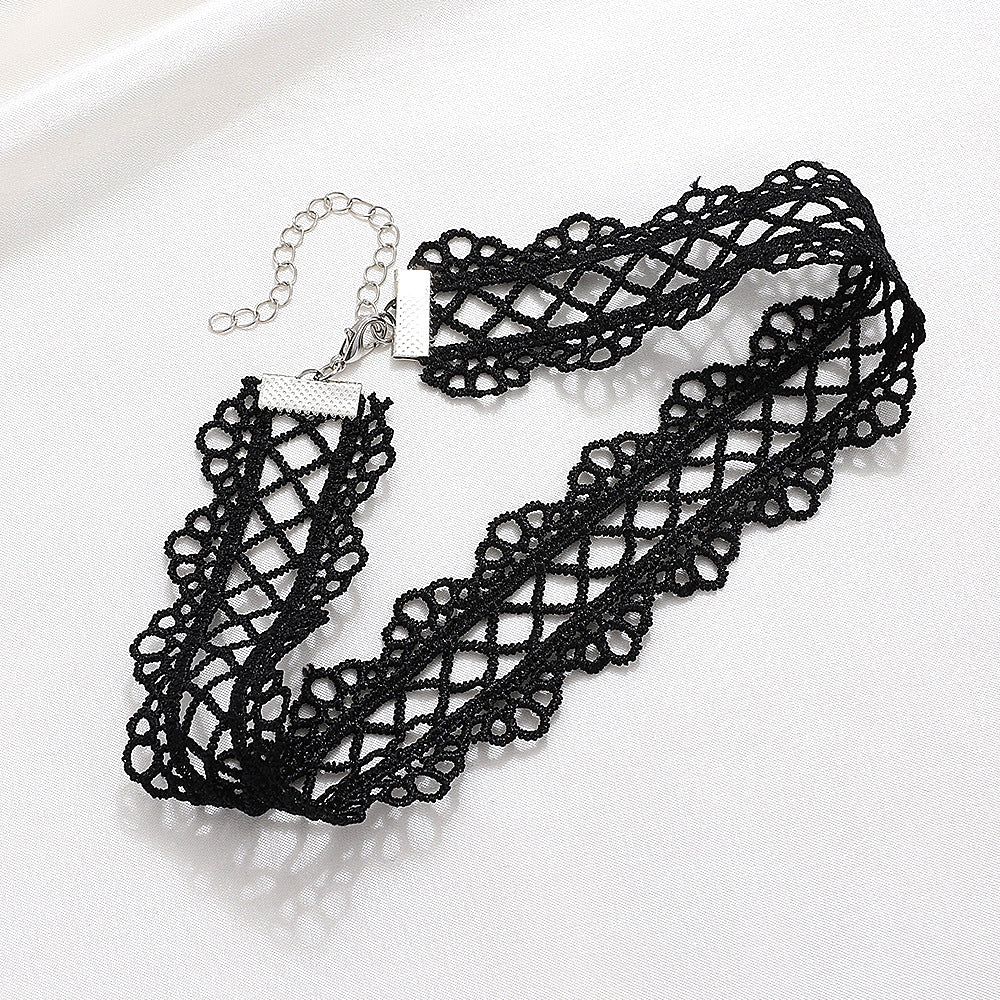 Popular Vintage Lace Black Wide-brimmed Short Necklaces