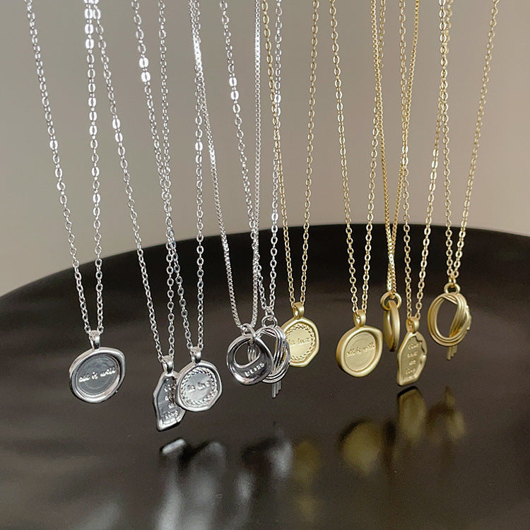 Pendentif irrégulier en métal mat, Niche féminine, personnalité rétro, tous les colliers