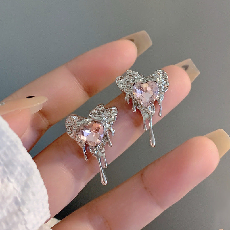 Damen-Ohrringe im Design Sier Needle Pink Love Style