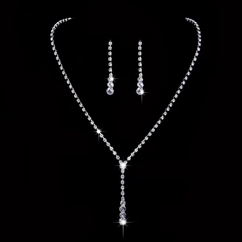 Korean Style Claw Chain Rhinestone Wedding Bridal Eardrop Necklaces