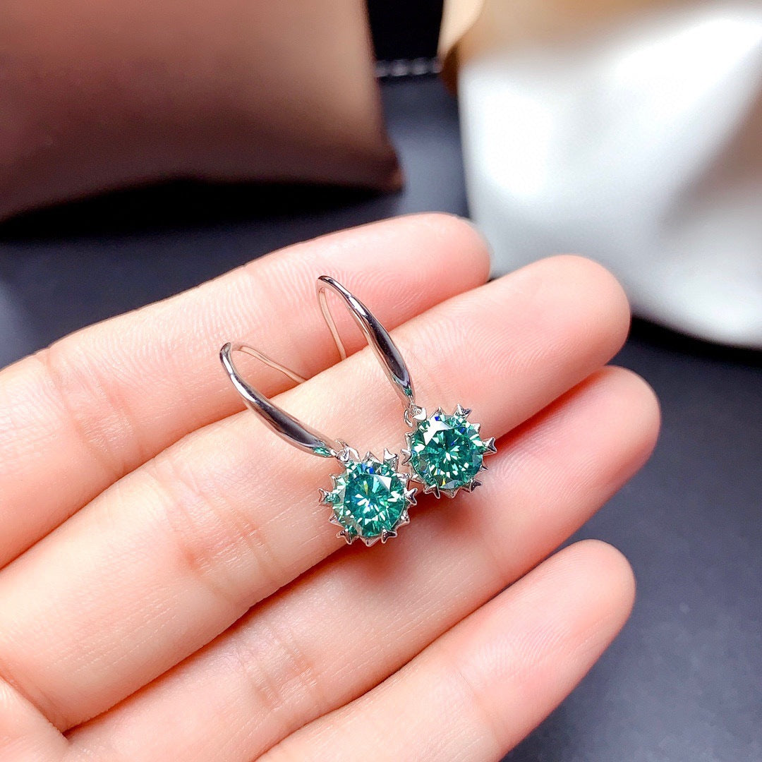 Maldives Blue Green Moissanite Carat Super Earrings
