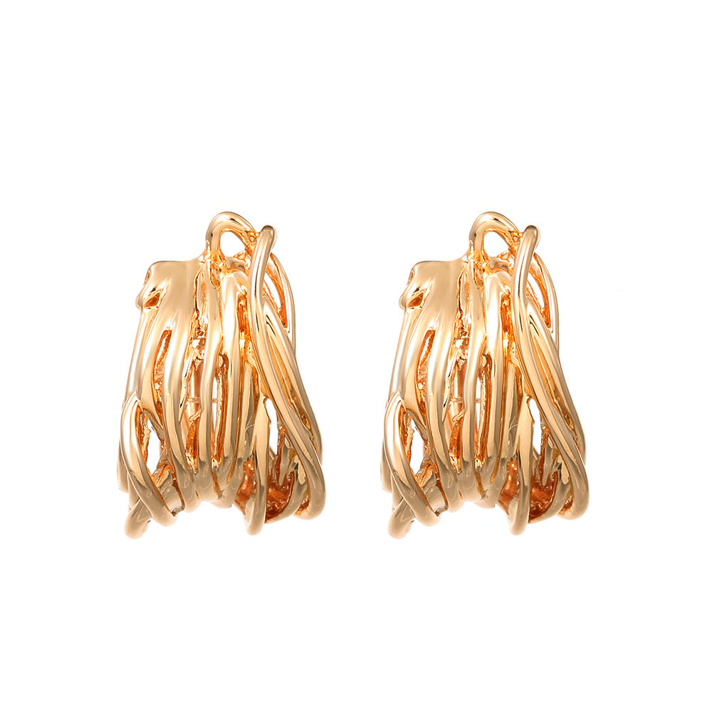 Design Shaped Winding Hoop Alloy Line Earrings