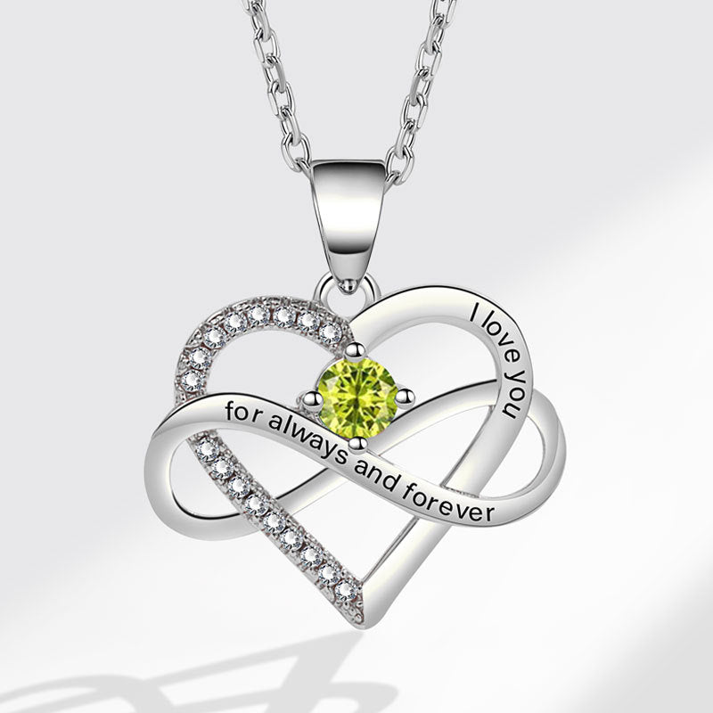Colliers simples en forme de coeur avec micro incrustation de mode lettrage