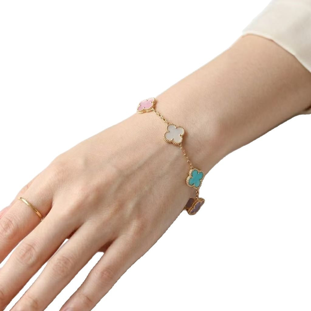 Color Chalcedony Clover Pork Belly Light Luxury Versatile High-grade Dopamine Bracelet