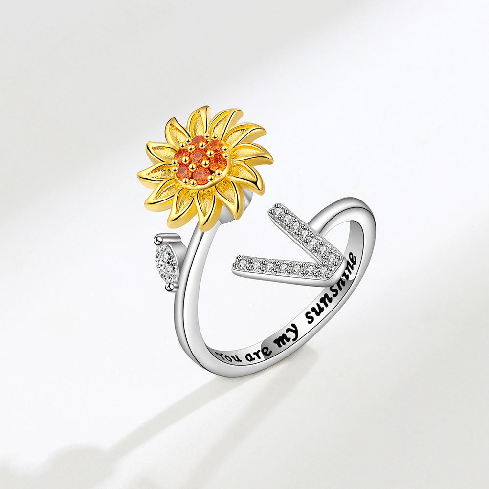 Sunflower Spinning Adjustable Letter Rotating Decompression Rings
