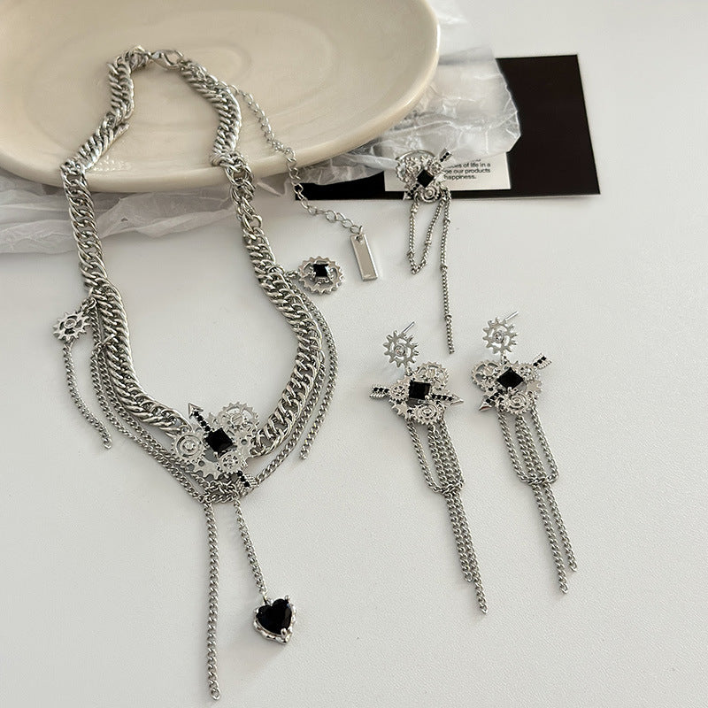 Irregular Heart Zircon Female Cold Style Sweet Necklaces