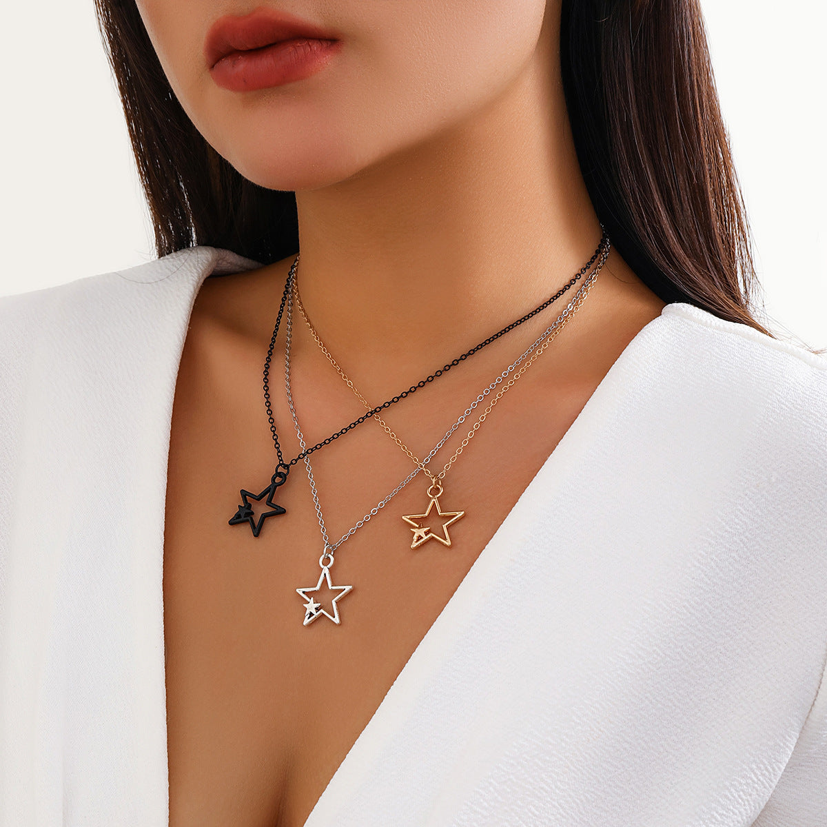 Damen-Halsketten mit geometrischer Kugel, gemischte Farben, schmale Kette