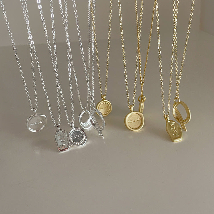 Pendentif irrégulier en métal mat, Niche féminine, personnalité rétro, tous les colliers