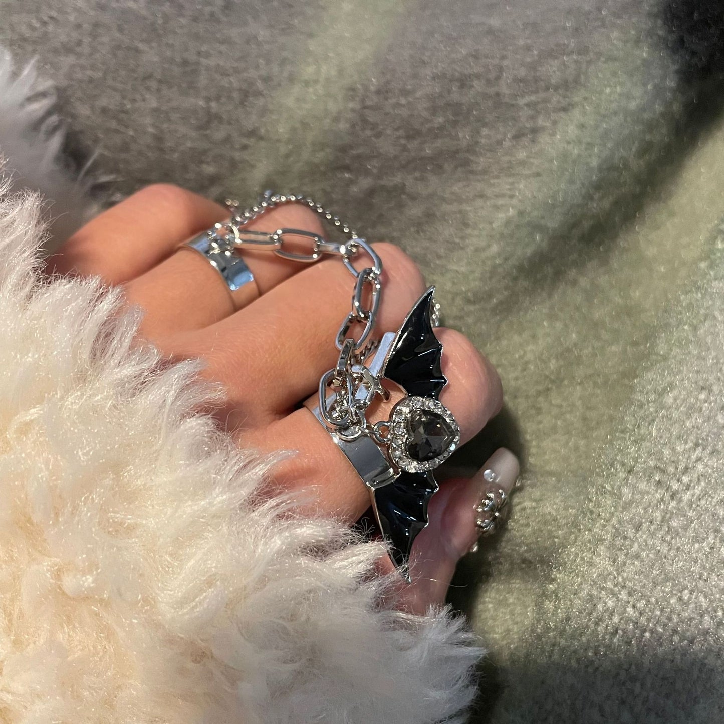 Hot Style Double One Heart Shape Rhinestone Rings