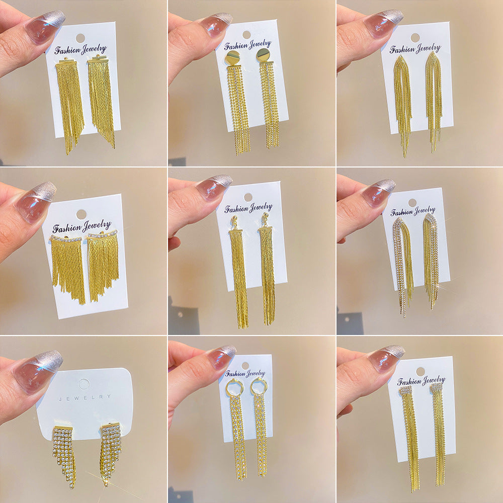 Exaggerated Long Fringe Summer Temperament Copper Earrings