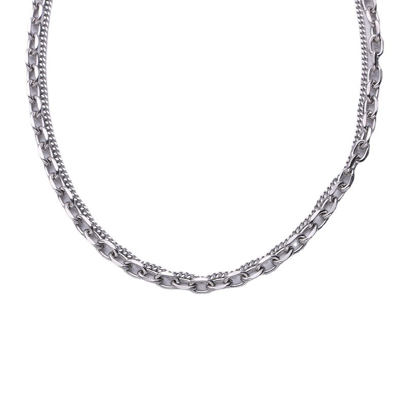 Women's & Men's Thick And Thin Chain Stacked With Double Necklaces