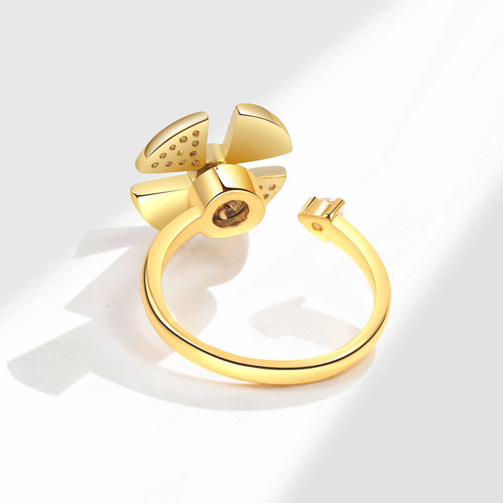 Women's Zircon Rotatable Rotating Open Adjustable Design Rings