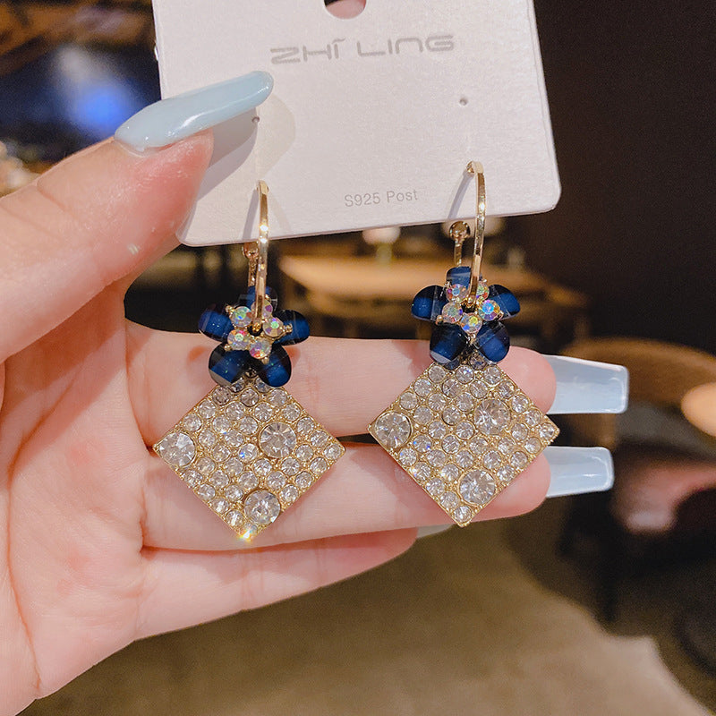 Sier Needle Spring Korean Style Fashionable Earrings