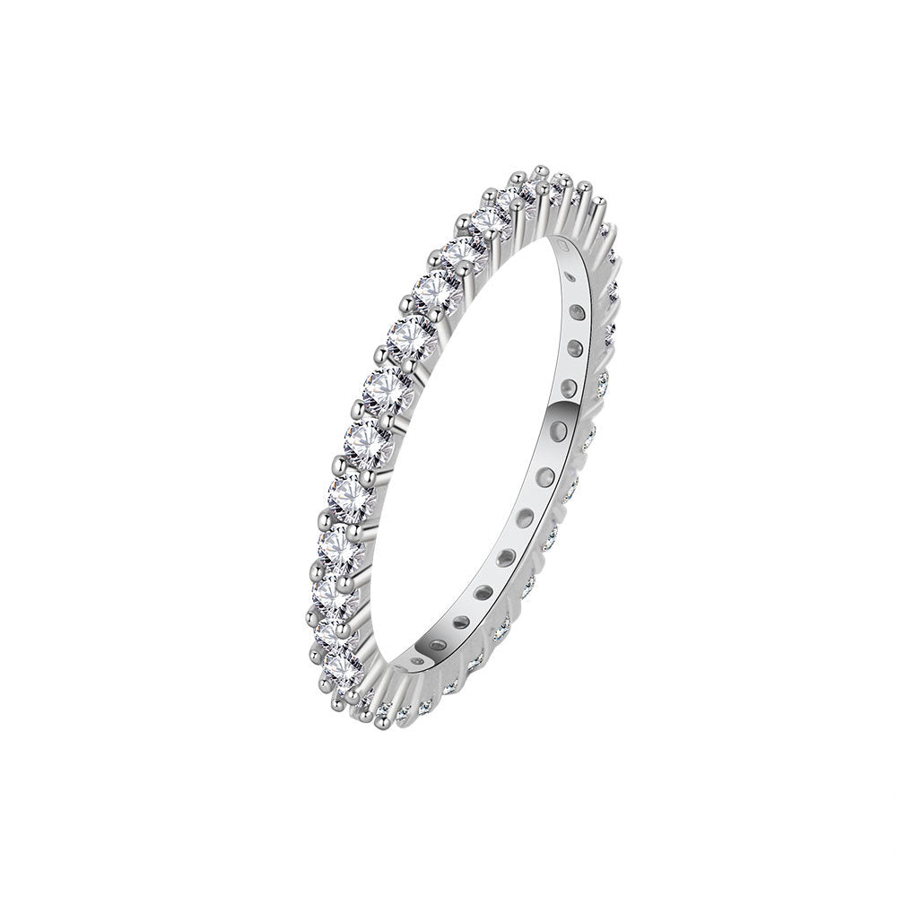 Women's Simple Twin Full Circle Moissanite Single Rings