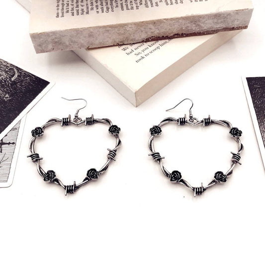 Women's Thorn Rose Love Heart Design Temperament Earrings