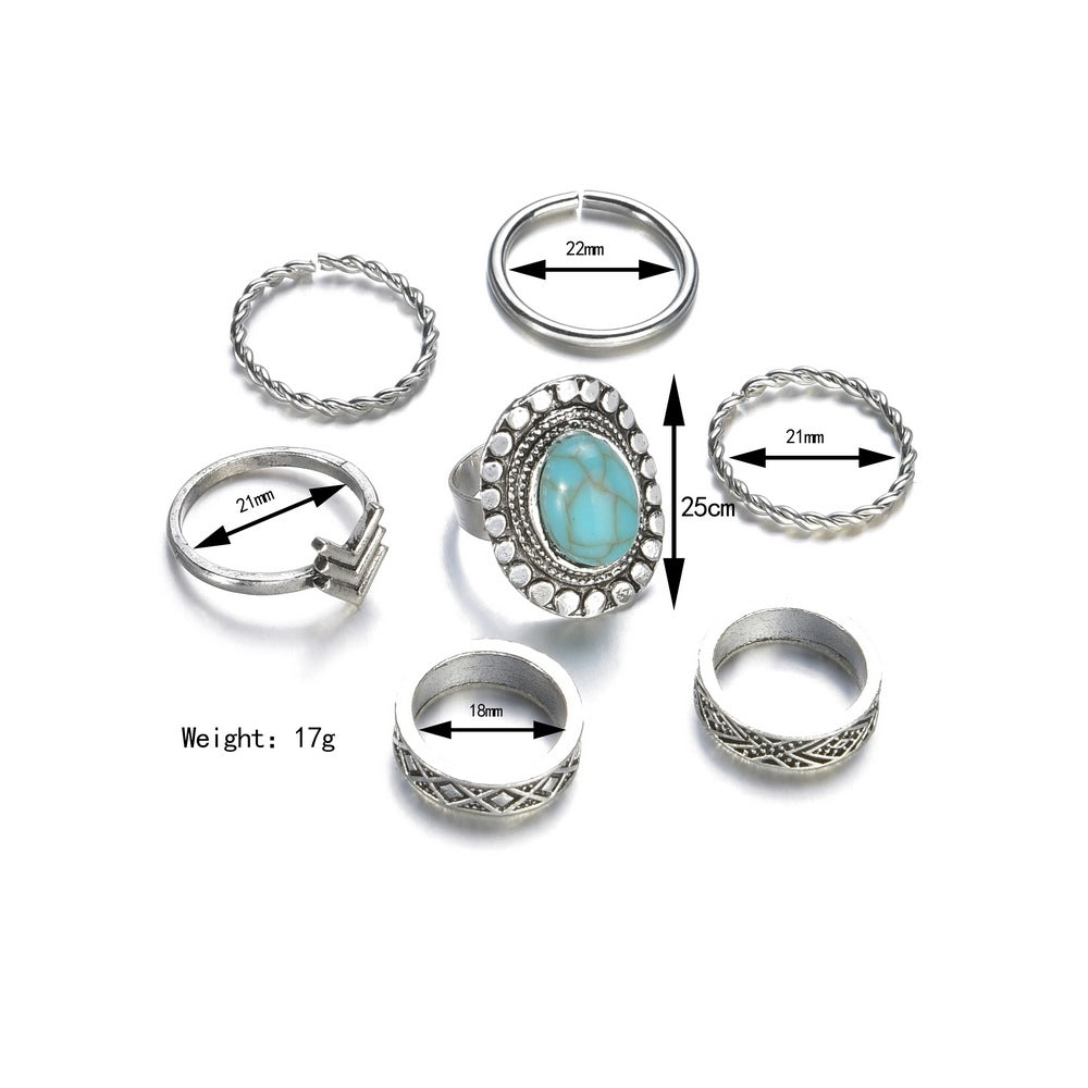Ensembles de correspondance en alliage de mode turquoise, bagues d'articulation
