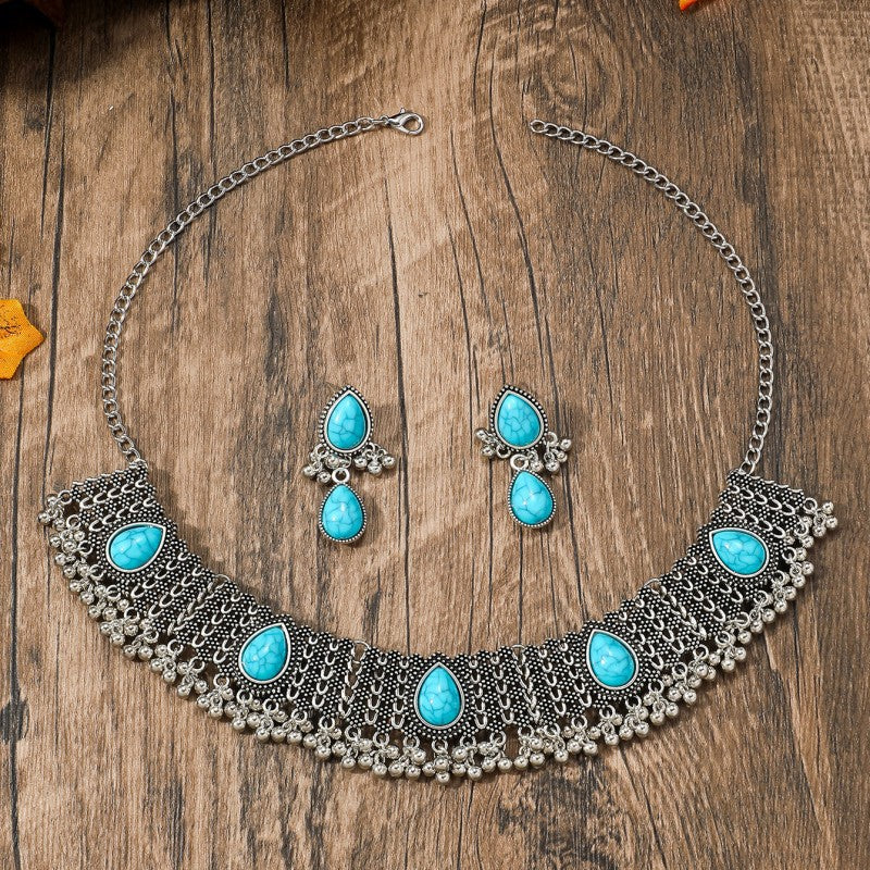 Ensemble et colliers de style ethnique bohème turquoise pour femmes