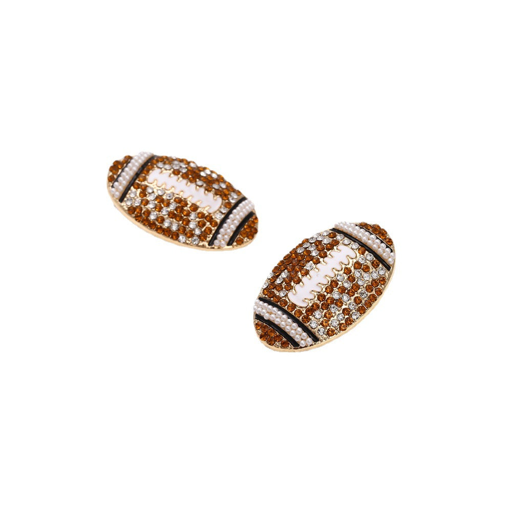 Women's Alloy Diamond Rugby Retro Geometric Pearl Earrings