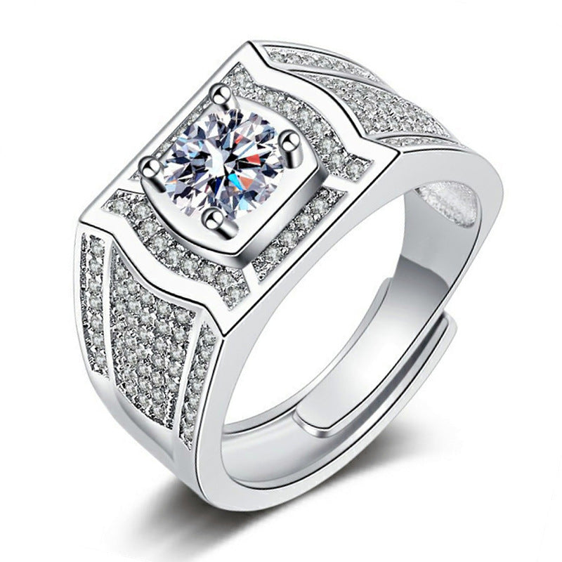 Men's Simulation 2 Karat Light Luxury Abide Rhinestone Rings