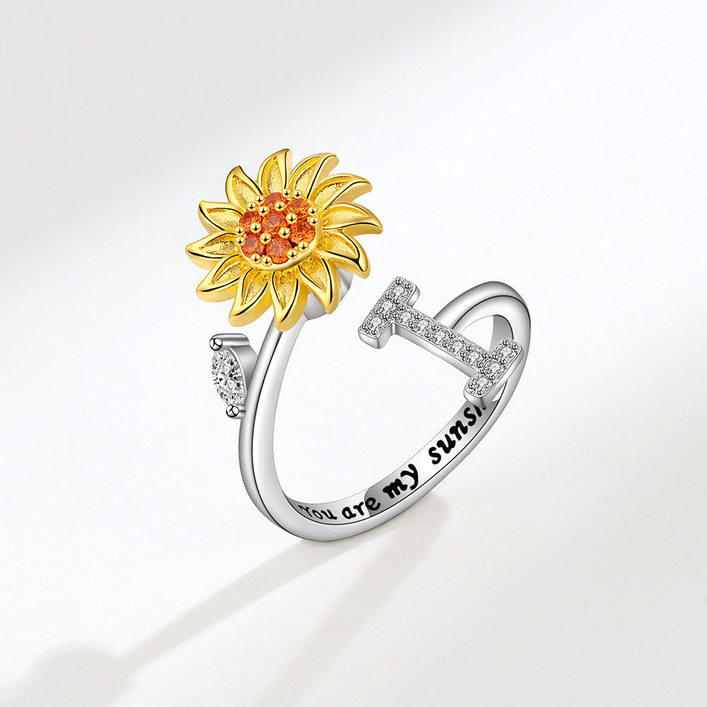 Sunflower Spinning Adjustable Letter Rotating Decompression Rings