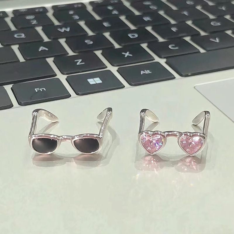 Cute Sweet Cool Glasses Index Finger Niche Open Design Light Rings