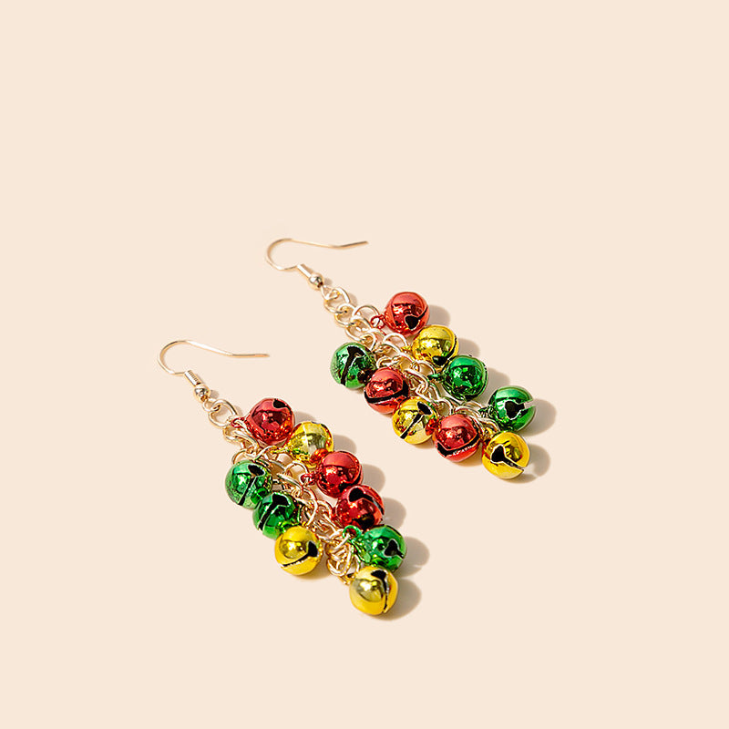 Women's Christmas Series Color Matching Bell Holiday Earrings